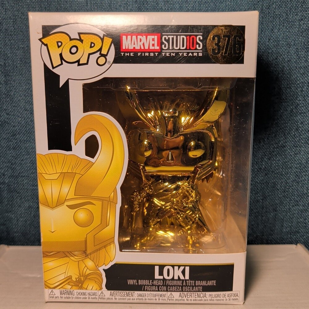 Funko Pop Marvel Studios The First Ten Years Loki 376 Gold In Box with Protector - Picture 13 of 16